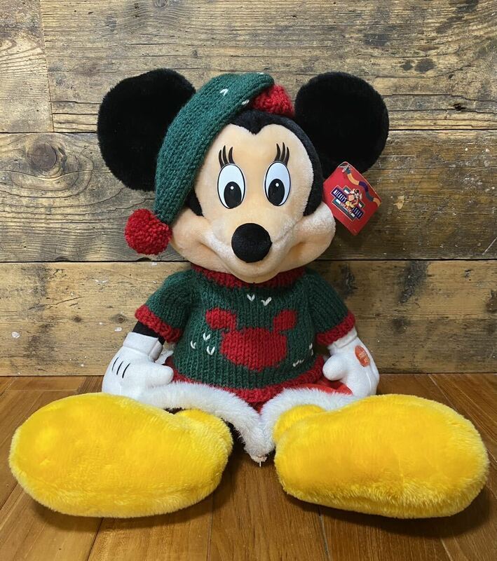 【希少・タグ付き】ミニーマウス トーキング ぬいぐるみ サンタクロース ニットセーター MICKEY'S STUFF for kids / レトロ ミッキーマウス