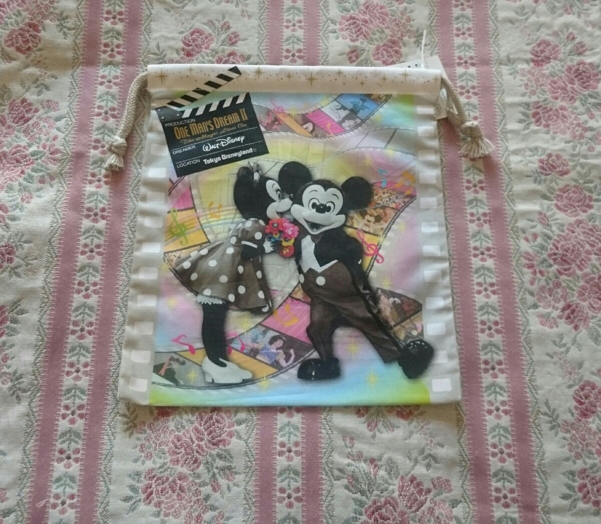 (難あり) ディズニー ワンマンズドリーム 巾着 きんちゃく 実写 ミッキー ミニー ワンマン　TDS TDL TDR