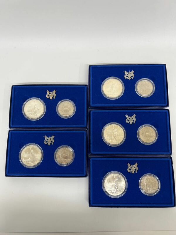1986年 アメリカ 自由の女神100周年記念 リバティーコイン 5セット LIBERTY ELLIS ISLAND 記念硬貨 メダル GST050805 