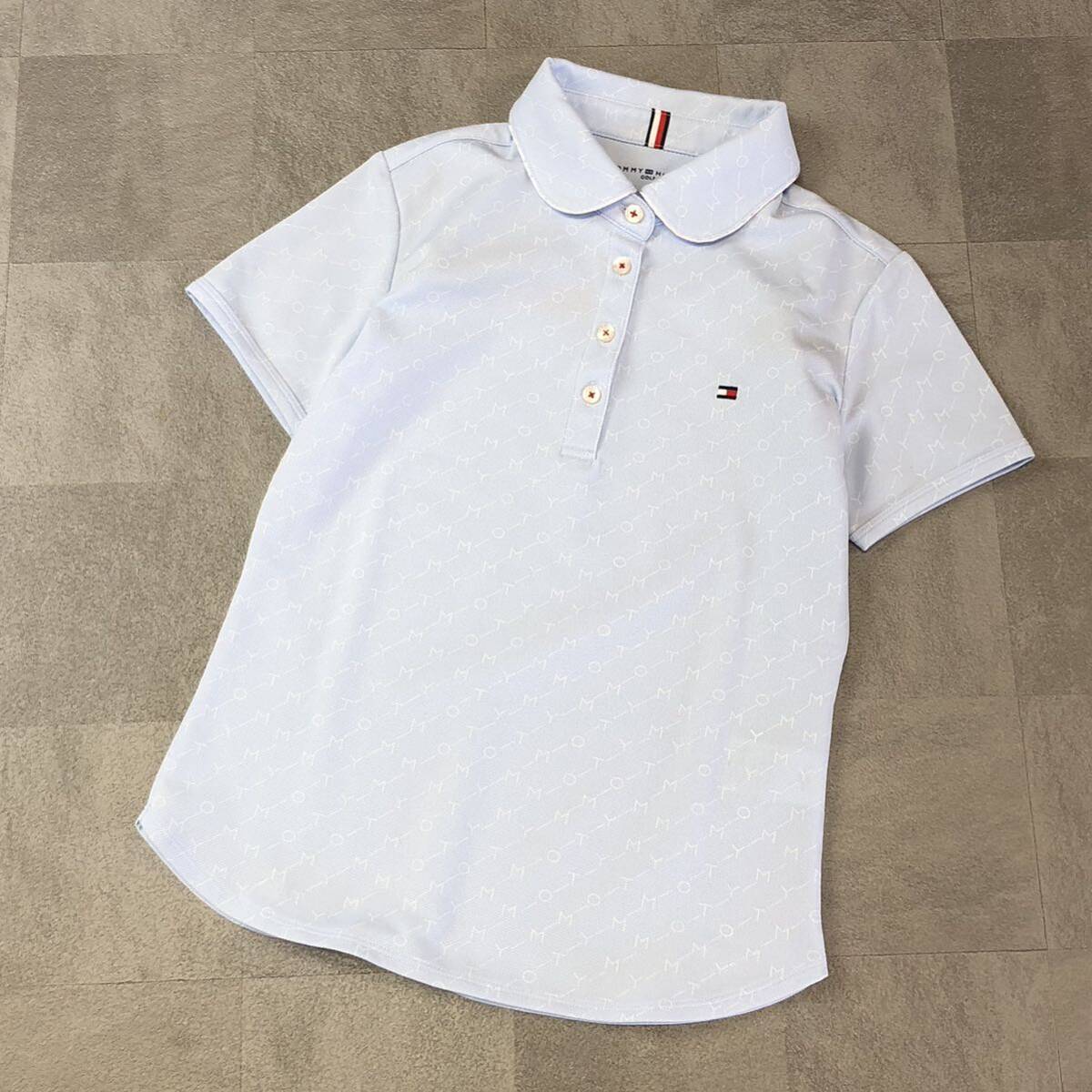 美品　TOMMY HILFIGER GOLF トミーヒルフィガー　ゴルフ 丸襟　半袖ポロシャツ トップス ゴルフウェア　ライトブルー　サイズS