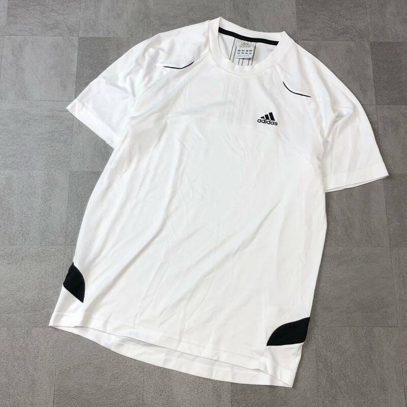 adidas アディダス パフォーマンスロゴプリント半袖 半袖Tシャツ トップス　スポーツウェア トレーニング ホワイトブラックライン サイズM