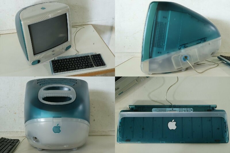 TB526アップル Apple 初代 iMac M4984 キーボード付◇1998年/アイマック/スケルトン ブルー/モニター一体型/現状品/古道具タグボート