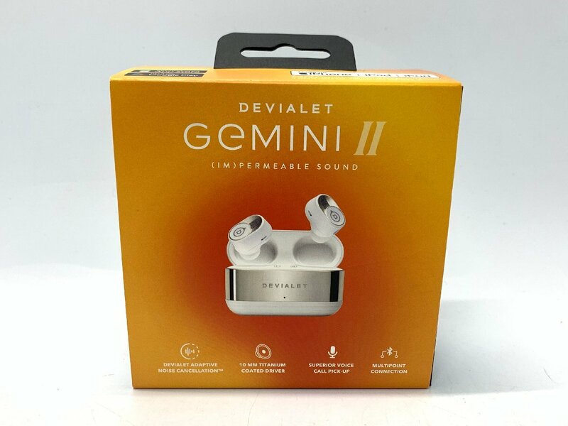 DEVIALET Gemini Ⅱ ICONIC WHITE デビアレ ジェミニ ノイズキャンセリング ワイヤレス Bluetooth イヤホン☆良品☆[55-0519-S3]
