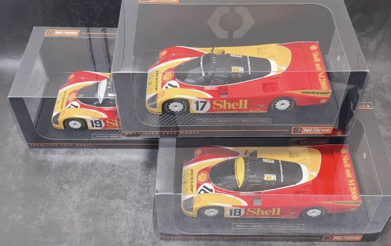 3台セット　1/18 HPI ・racing Porsche ポルシェ 962C ルマン LM 1988 #17 #18 #19 SHELL 廃盤品　　(HPI:イグニッションモデルの前身) IG 