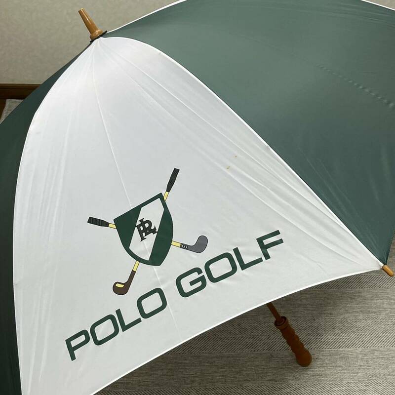 90sヴィンテージ　POLOGOLF ポロゴルフ　ラルフローレン　ゴルフ パラソル傘　木製アンブレラ　ゴルフ傘 