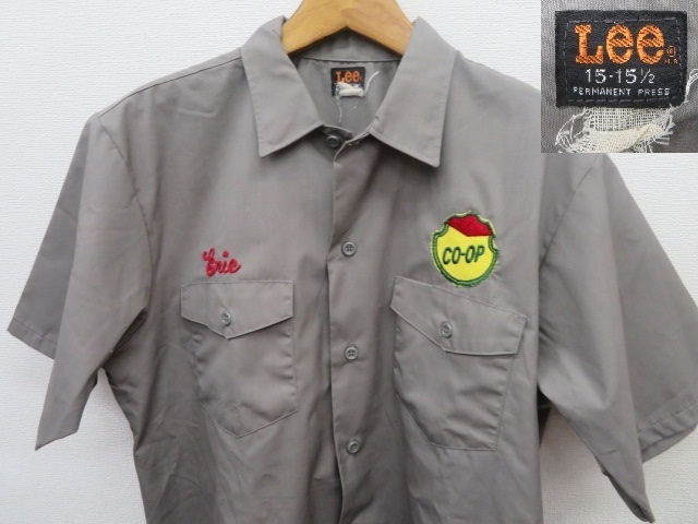 黒タグ　1970's 　Leeリー　半袖ワークシャツ 　ワッペン付き 