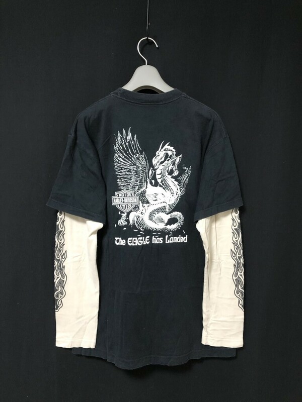 ◆HARLEY DAVIDSON ハーレーダビッドソン レイヤーデザイン　長袖Tシャツ ロンT 2L　ビッグロゴ