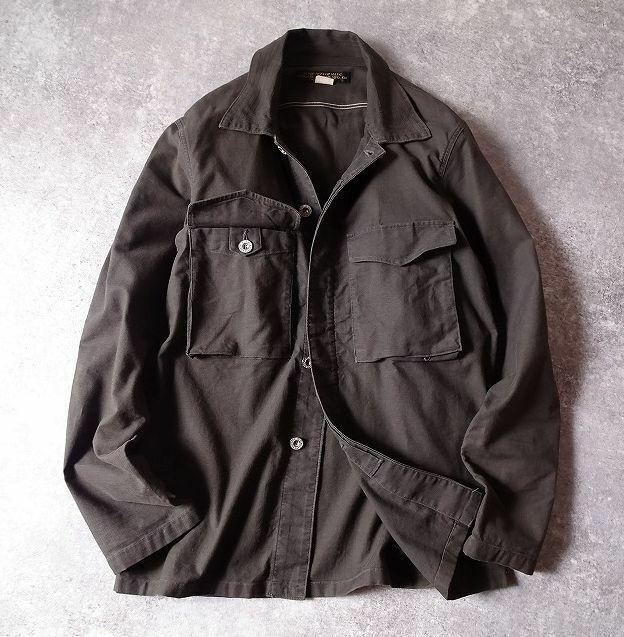 PHIGVEL フィグベル ファティーグ シャツ ジャケット ミリタリー コットン 比翼 エルボーパッチ 日本製 メンズ (36) チャコール ●r-036