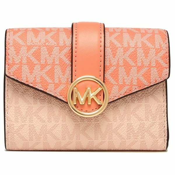 新品未使用! マイケルコース MKシグネイチャー柄 二つ折り財布 ライトピンク/ピンク ウォレット MICHAEL KORS