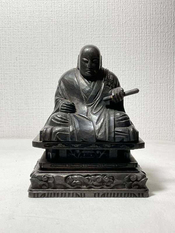 仏教美術 仏像 ◆木彫　日蓮大聖人像◆厨子付き