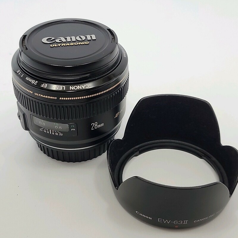 1円 CANON LENS EF 28mm 1:1.8 カメラレンズ 単焦点レンズ 広角 / EW-63II 240518