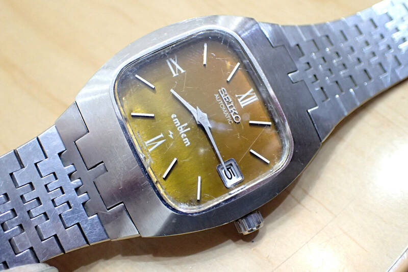 Seiko/セイコー エンブレム ◆ スクエア/2418-3020 アンティーク 自動巻きメンズ腕時計