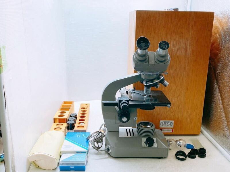 OLYMPUS 顕微鏡 KHS 227741 オリンパス 双眼生物顕微鏡 三眼レンズ 付属品付き MATSUNAMI MICRO COVER GLASS SLIDE GLASS
