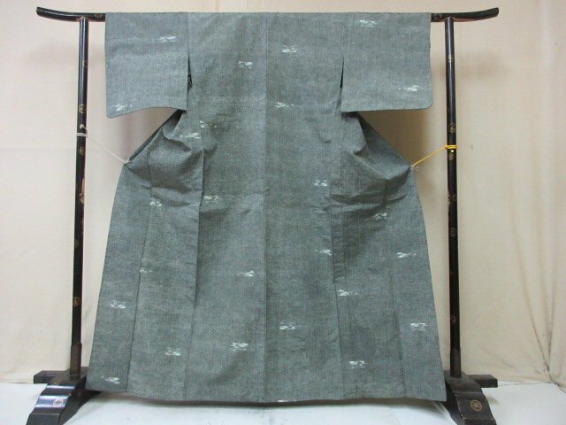 1円 良品 正絹 着物 紬 真綿 和装 和服 オリエンタル 霞 幾何学 抽象 高級 単衣 身丈158cm 裄62cm ◆逸品◆【夢職】★★★★