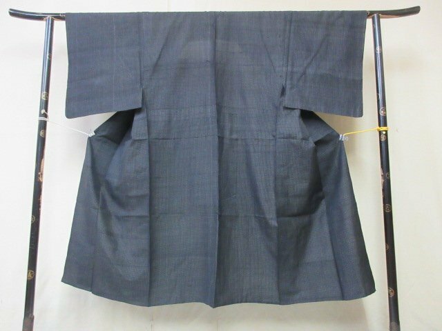 1円 良品 正絹 長着 着物 紗 夏物 男性用 和装 和服 格子 幾何学 抽象 単衣 身丈131cm 裄66cm ◆逸品◆【夢職】★★★★