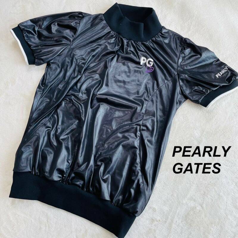 【美品】PEARLY GATES パーリーゲイツ　半袖ブルゾン　ブラック　プルオーバー 薄手 ゴルフウェア 