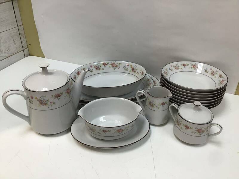 5072■Noritake ノリタケ Fine China Contemporary コンテンポラリー forever ティーポット カップ プレート 15点セット