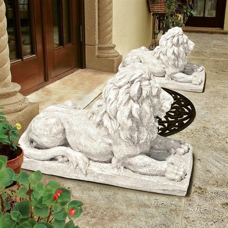 座るライオン　西洋彫刻洋風オブジェ装飾品インテリア置物アウトドアアクセントホームデコ威厳のある獅子像オーナメント雑貨飾り調度品家具