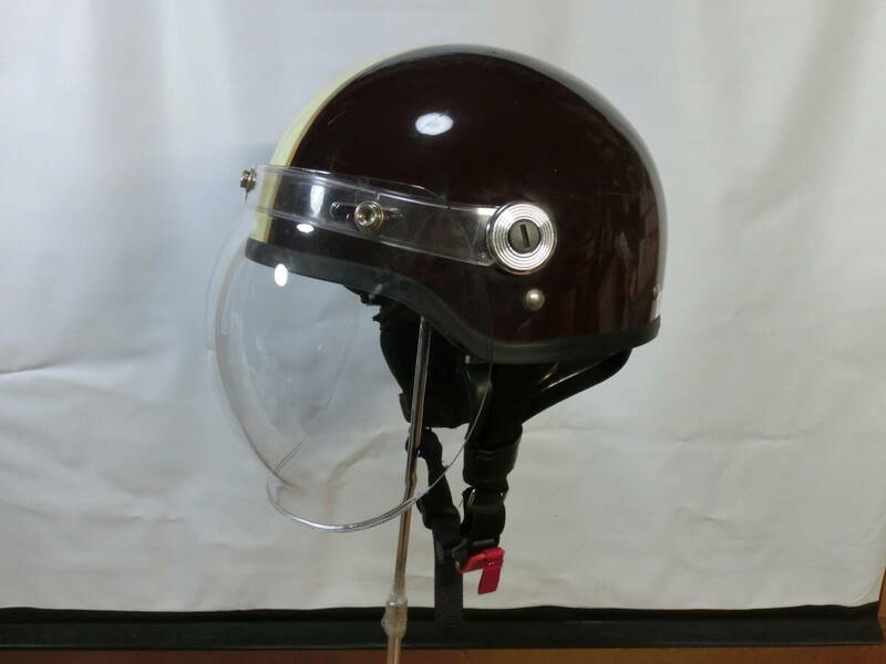 ● LEAD セミジェット ヘルメット 円形シールド/耳宛付 57-60cm CROSS CR-760 チョイビンテージ 美品 ●