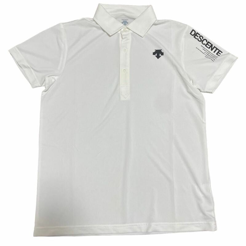 DECENTE デサント 半袖ポロシャツ ホワイト スポーツウェア ゴルフウェア ホワイト ワンポイント メンズM
