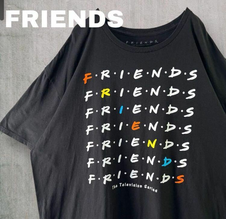 【海外古着】FRIENDS レトロプリントデザインTシャツ 2XL 半袖 黒 
