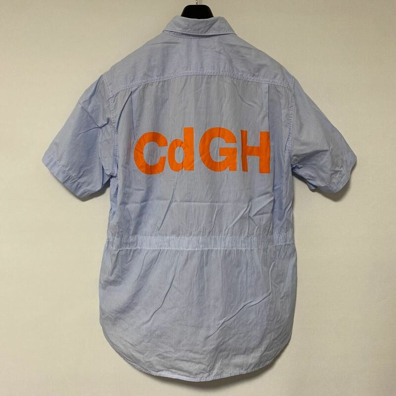 美品 AD 2018 COMME des GARCONS HOMME CDGH ロゴ パッカリング ストライプ シャツ M プルオーバー コムデギャルソン オム SHIRT