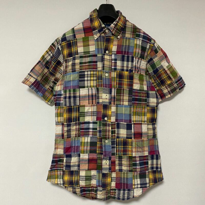 美品 90年代 ポロ ラルフローレン パッチワーク シャツ S polo Ralph Lauren patchwork SHIRT インド 綿 ビンテージ vintage