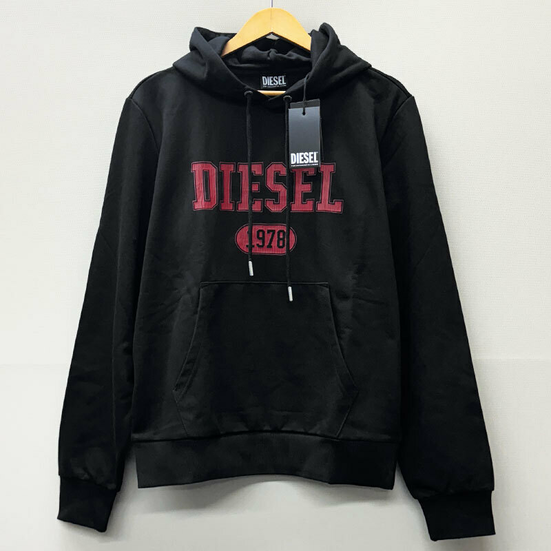 【73693BS】未使用・訳あり品　DIESEL ディーゼル　ロゴ スウェット パーカー　プルオーバー　A03826 0HAYT　黒　メンズ M