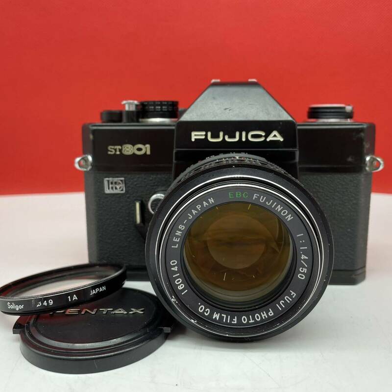 □ FUJICA ST801 ボディ ブラック EBC FUJINON 50mm F1.4 レンズ 一眼レフカメラ フィルムカメラ シャッターOK 現状品 フジカ 富士フィルム