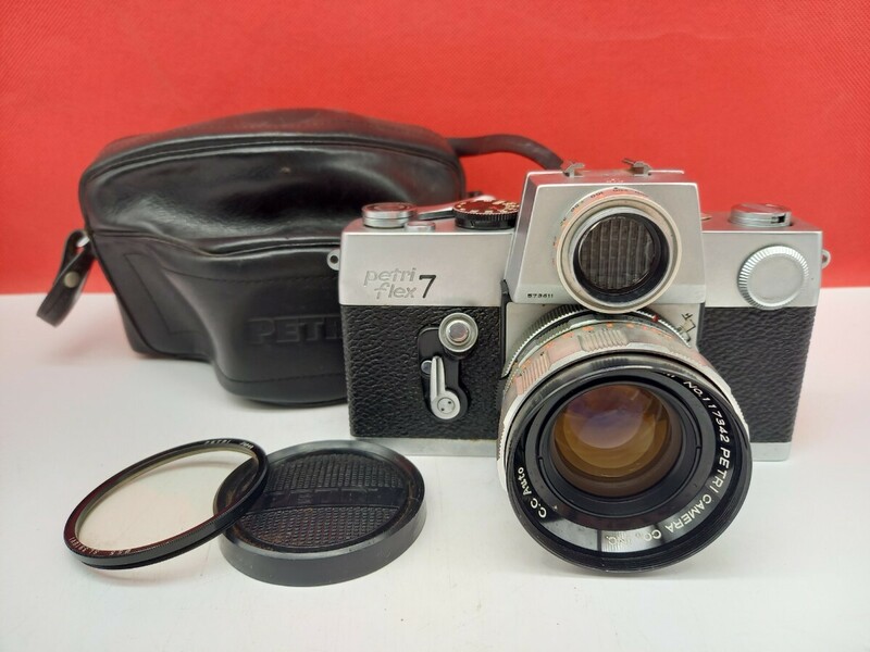 ■ Petri flex 7 ボディ C.C Auto 55mm F1.8 レンズ 動作確認済 シャッター、露出計OK フィルム一眼レフカメラ ペトリ