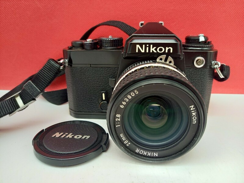 ■ Nikon FE ボディ Ai-s NIKKOR 28mm F2.8 レンズ 動作確認済 露出計OK 現状品 フィルム一眼レフカメラ ニコン
