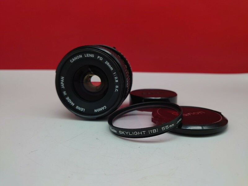 ▼ Canon Lens FD 28mm F2.8 S.C. キャップ付 動作品 一眼レフ カメラ レンズ キャノン