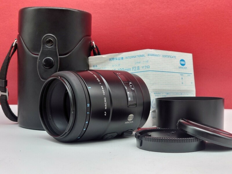 ▼ MINOLTA AF MACRO F2.8 100㎜ カメラ レンズ AF動作確認済 ケース、フード付 ミノルタ