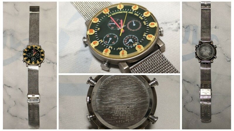 激レア SEIKO × SOTTSASS セイコー × ソットサス クロノグラフ 腕時計 7T34-6A80 ウォッチ 427