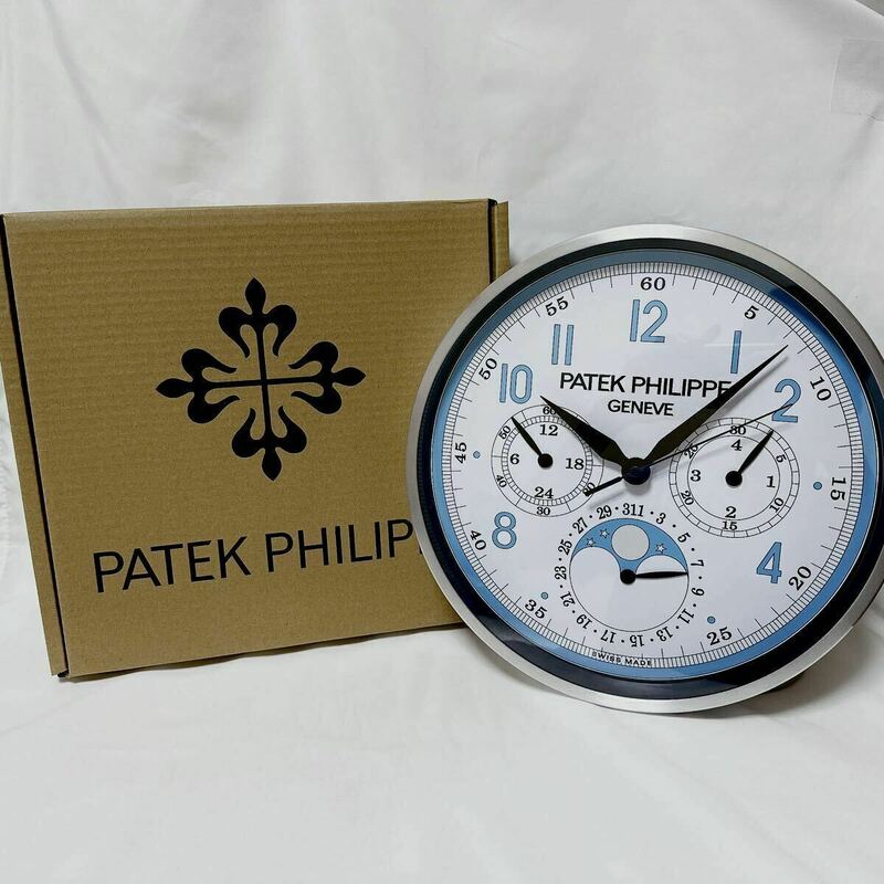 即日発送 新品 箱付き パテック フィリップ 掛け時計 PATEK PHILIPPE ノベルティ 非売品 クォーツ式 西洋 家具 ライトブルー 希少 アナログ