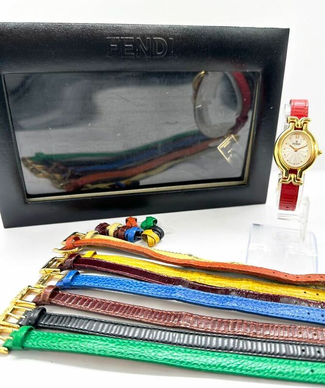 【フェンディ1円〜】FENDI 640L カメレオン チェンジベルト 9色 腕時計 レディース QZ 稼動品 中古 87B71U