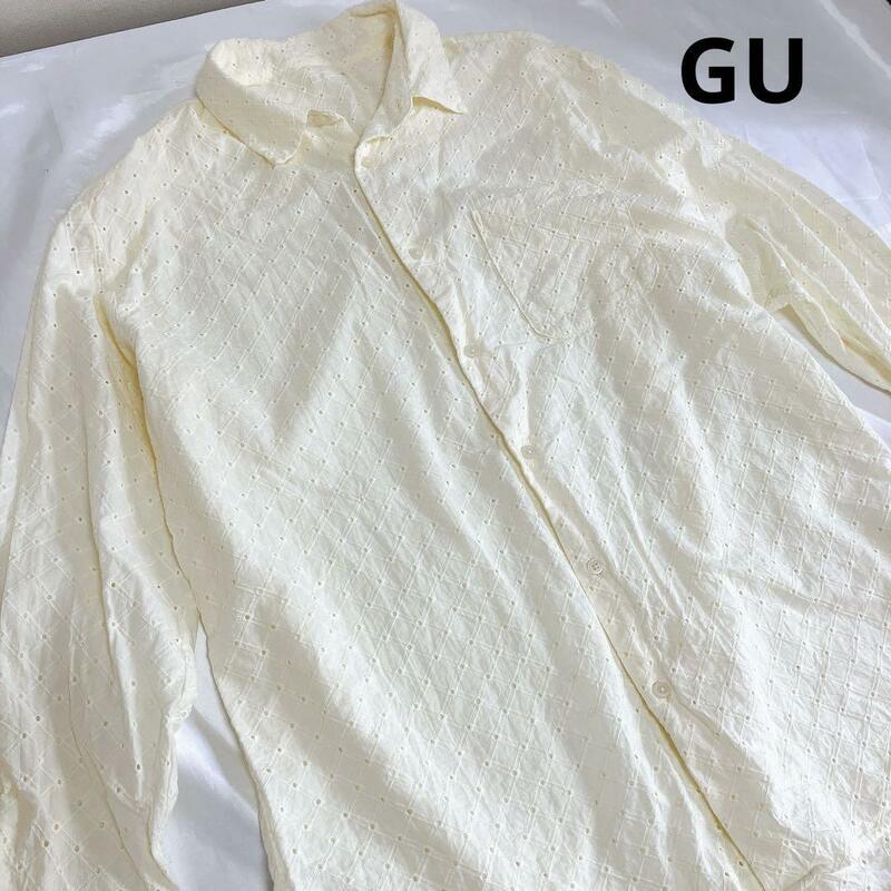 GU シャツ　ブラウス　レースオーバーサイズ クリーム色 XL