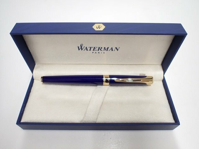 Waterman Letalon ウォーターマン レタロン (18K 750 M 中字) 万年筆 ブルー&ゴールド ケース付 ∬ 6E68A-8