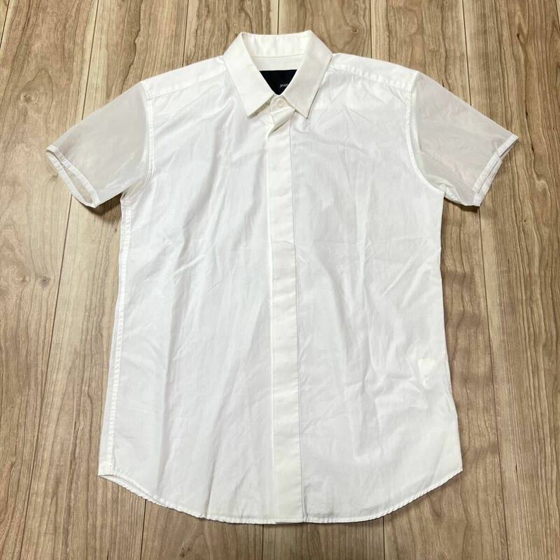 【送料360円】日本製 高級 yoshio kubo ヨシオクボ 半袖シャツ 袖シースルー デザイナーズ メンズ 白 ホワイト サイズ2 R-4473