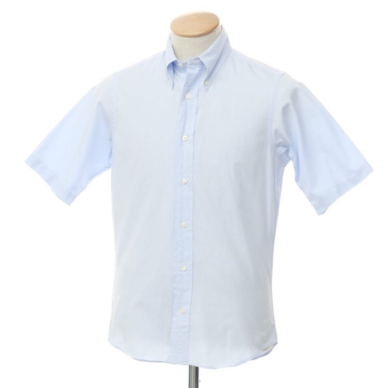 【中古】インディビジュアライズドシャツ INDIVIDUALIZED SHIRTS コットン ボタンダウン 半袖シャツ ライトブルー【サイズS】