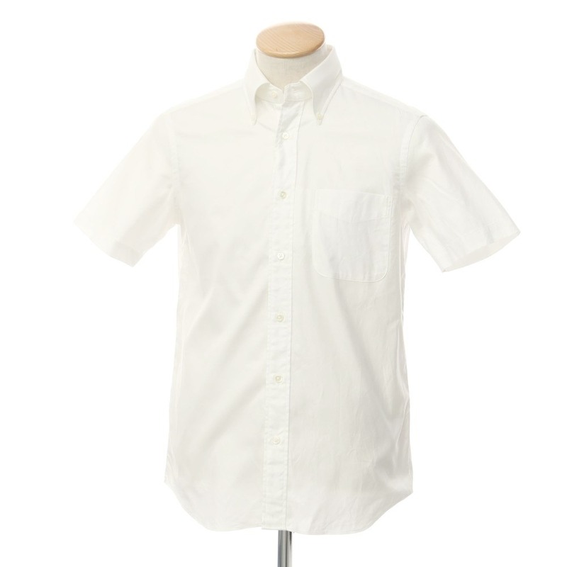 【中古】メイカーズシャツ カマクラ Makers Shirt 鎌倉 コットン ボタンダウン 半袖シャツ ホワイト【サイズS】
