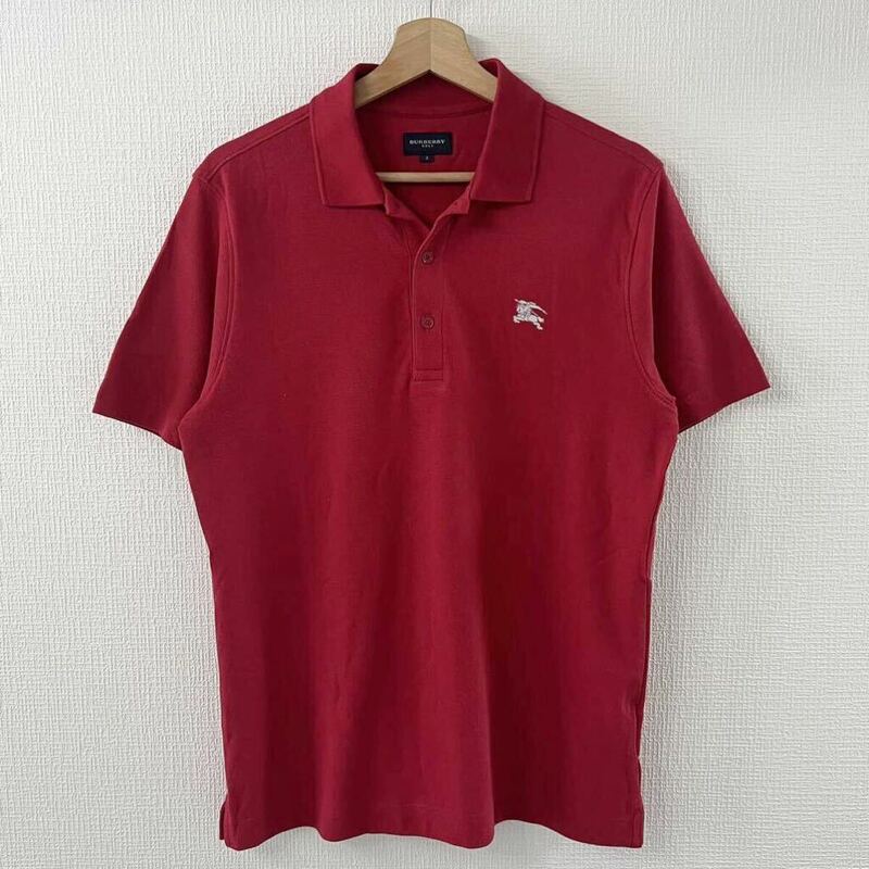 「1円」美品　BURBERRYバーバリー　バーバリーゴルフ　ポロシャツ　ホース刺繍ロゴ　サイズ3 L相当　レッド　赤　