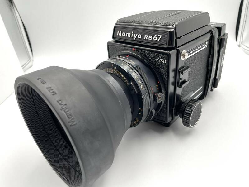 Mamiya　RB67　Pro　　[ SD ] SEKOR　127mm　1:3.8　　電動フィルムホルダー　レンズフード 付 マミヤ　mamiya 127 3.8