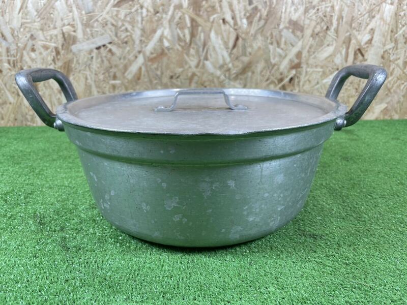 5B50 アルミ鍋 両手鍋 業務用 幅30cm 高さ12.5cm アルミ 厨房用品 調理器具 中古品