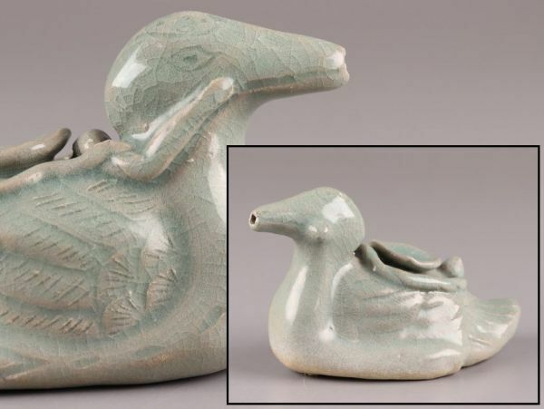 古美術 朝鮮古陶磁器 高麗青磁 書道具 水滴 時代物 極上品 初だし品 C5886