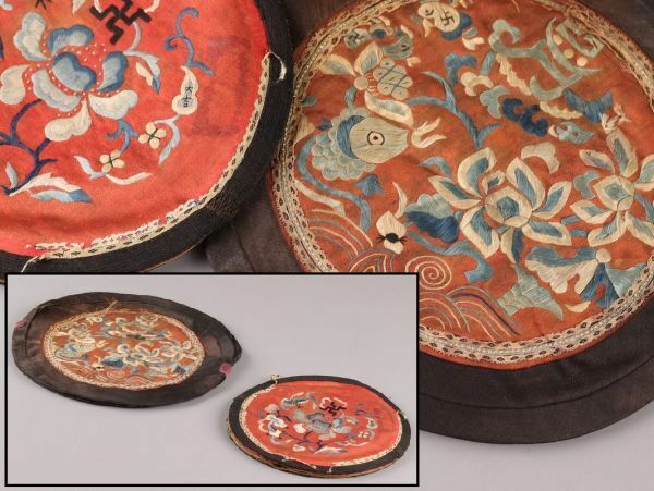 中国古玩 唐物 刺繍布 二点 古作 時代物 極上品 初だし品 C5928