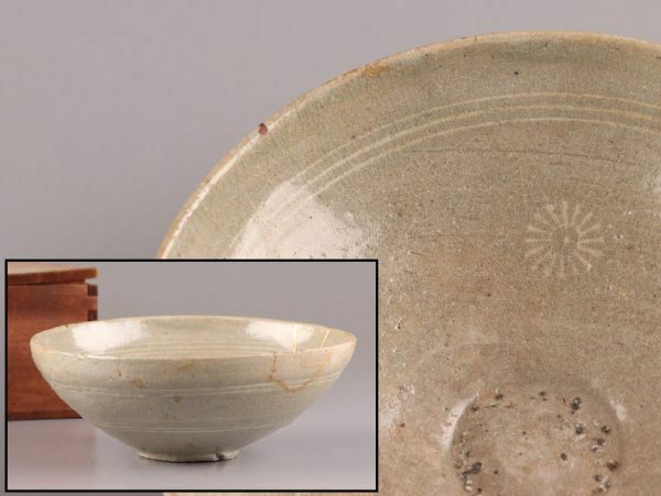 古美術 朝鮮古陶磁器 高麗青磁 白象嵌 鉢 時代物 極上品 初だし品 C5926