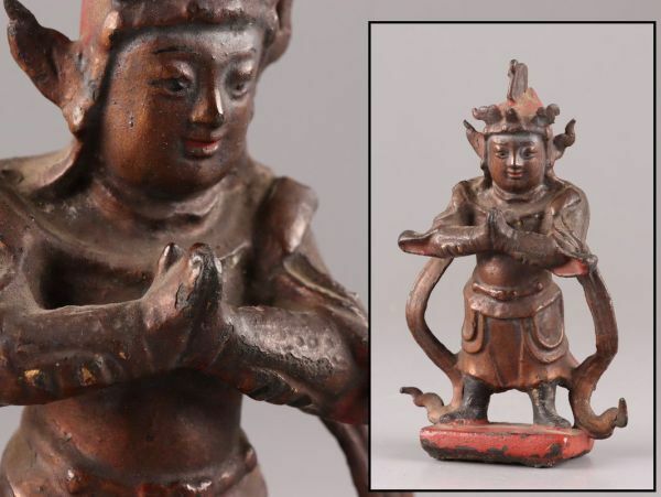 中国古玩 唐物 仏教美術 古銅造 明代 韋駄天 仏像 時代物 極上品 初だし品 C5917