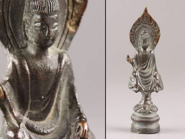 中国古玩 唐物 仏教美術 古銅造 仏像 豆仏 時代物 極上品 初だし品 C6047