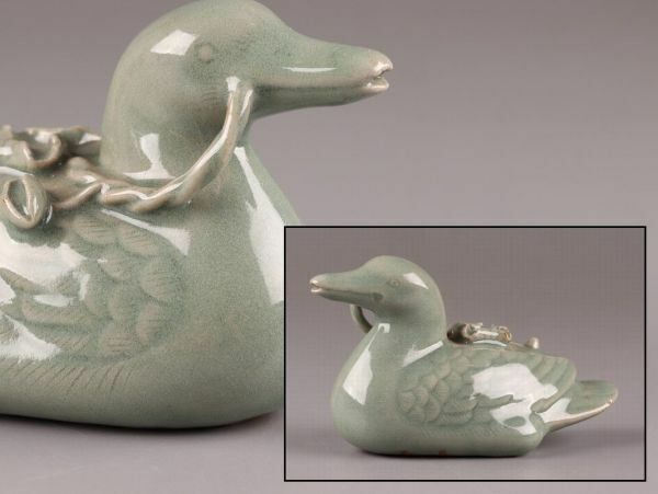 古美術 朝鮮古陶磁器 高麗青磁 書道具 水滴 時代物 極上品 初だし品 C6075